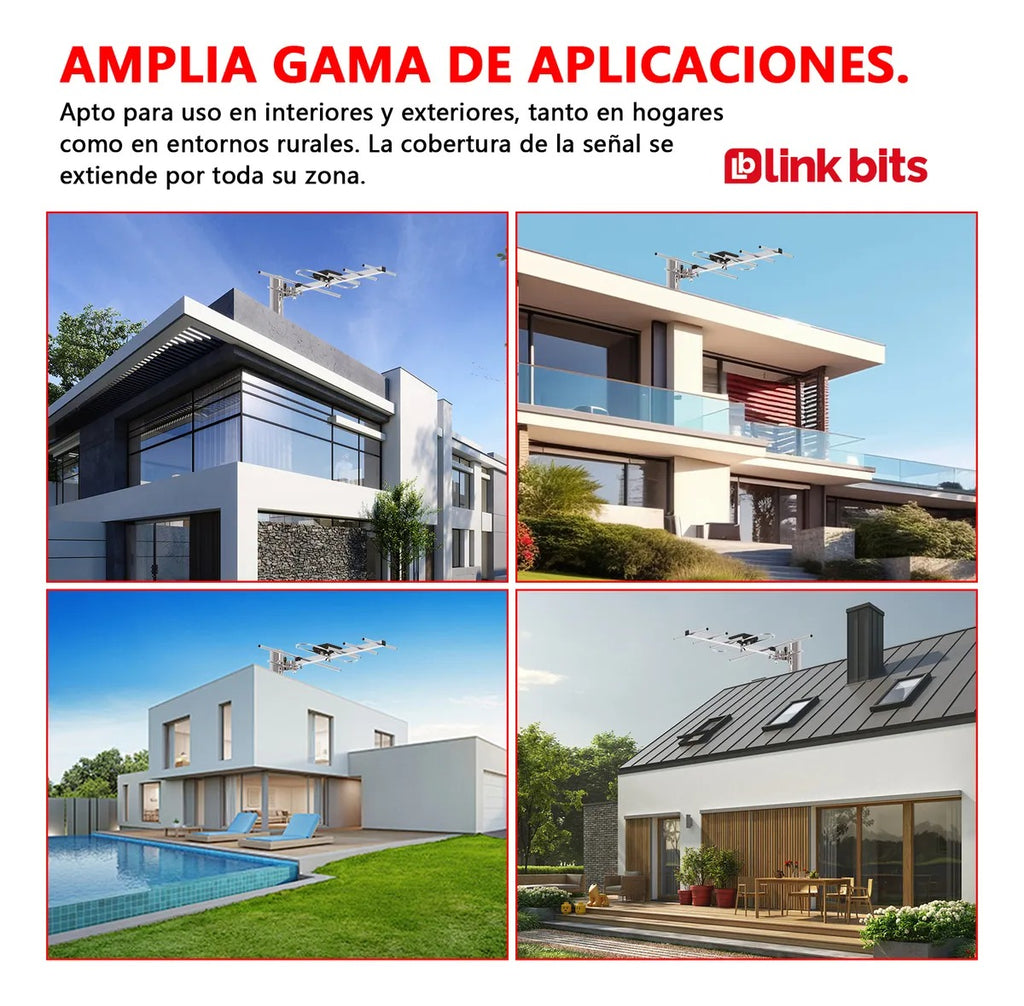 Antena Hd Exterior Linkbits Para Tv Digital Con Tv Cable 10m HD001