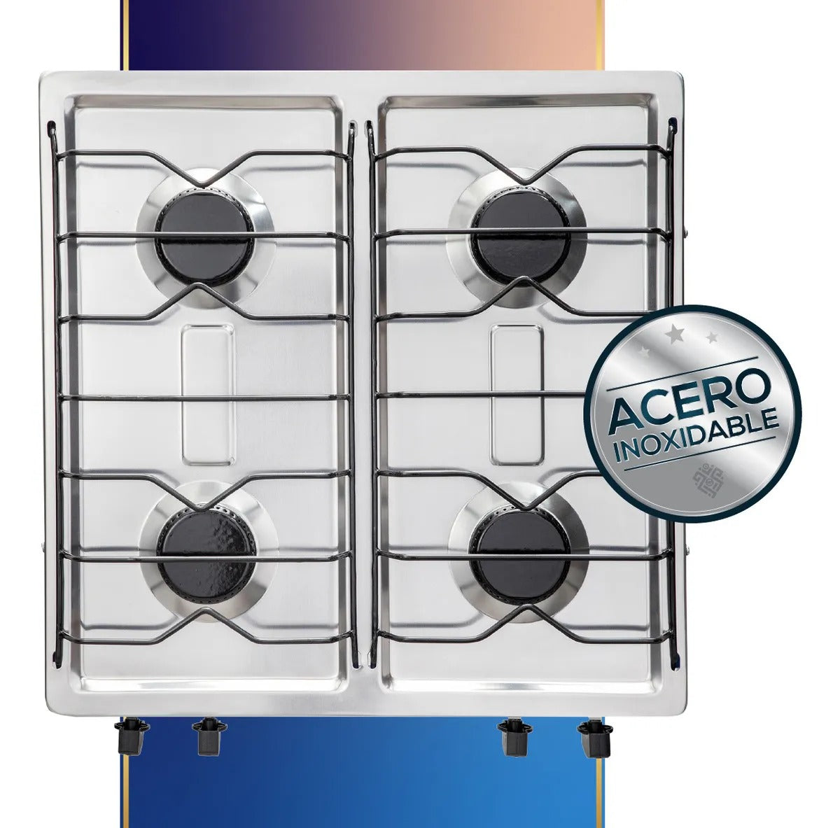 Estufa a Gas L.P. De 4 Quemadores Cuerpo y Cubierta de Acero Inoxidable, 313