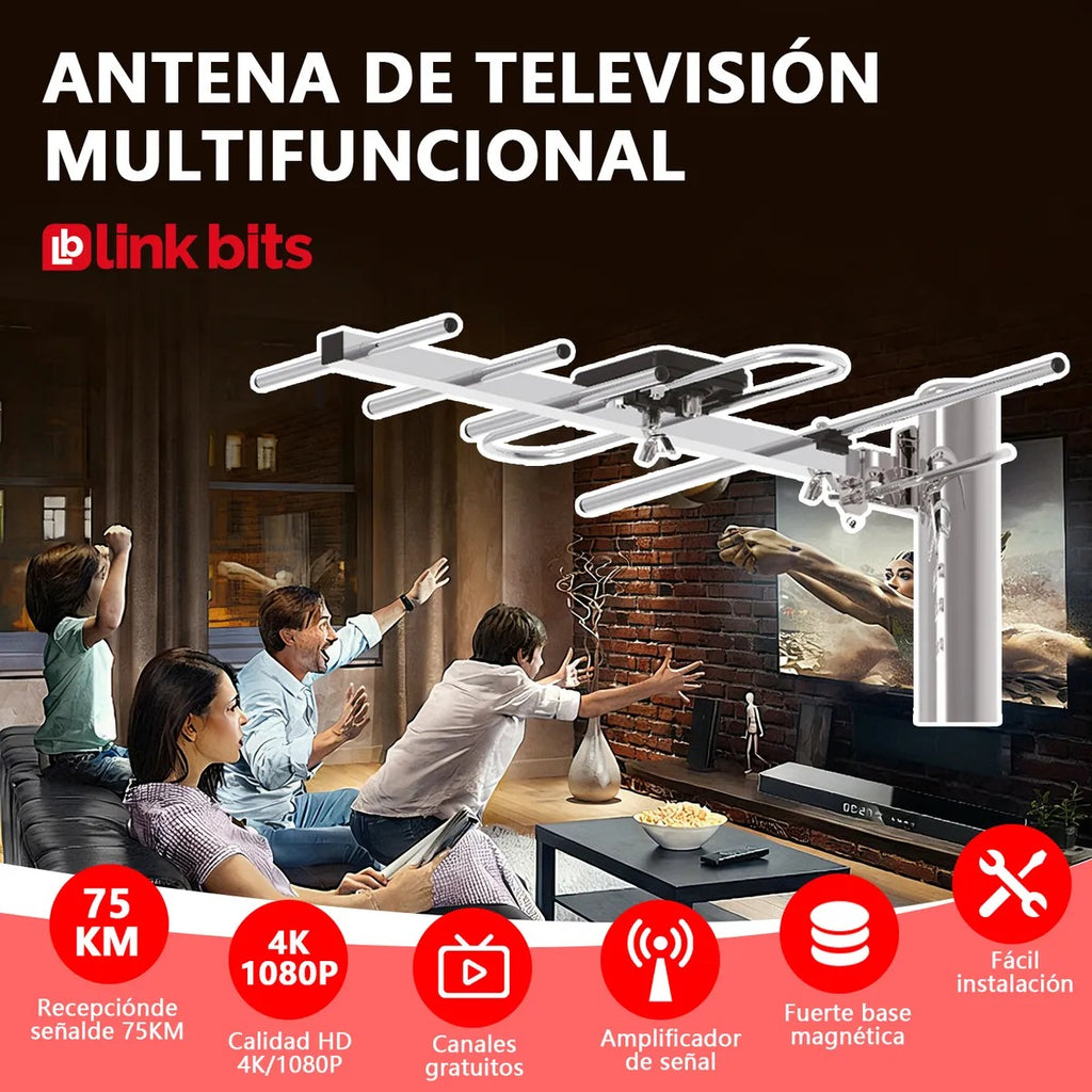Antena Hd Exterior Linkbits Para Tv Digital Con Tv Cable 10m HD001