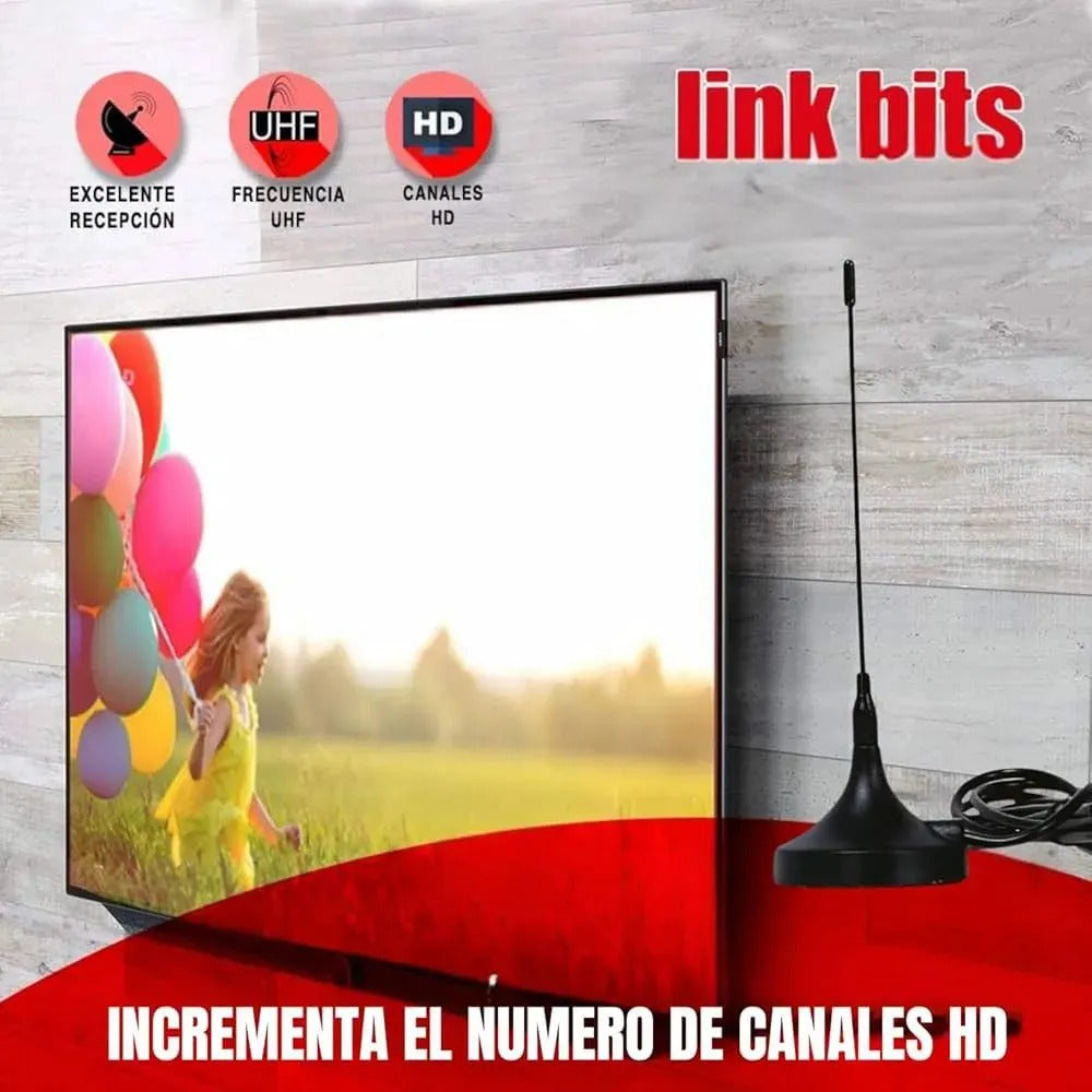 Antena Hd Tv Link Bits Inhd06 Para Señal Digital Interiores Negro